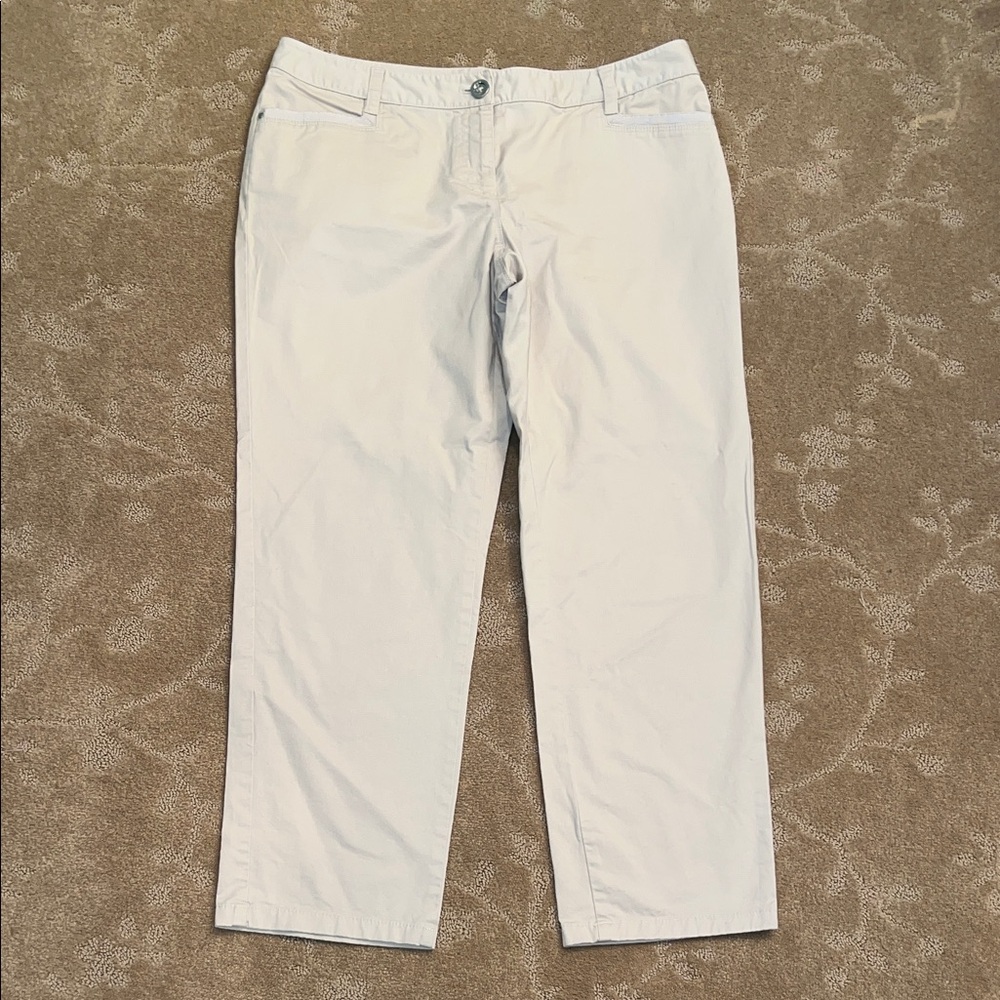 White House Black Market Tan Khaki Cropped Chino Pants, Sz 10